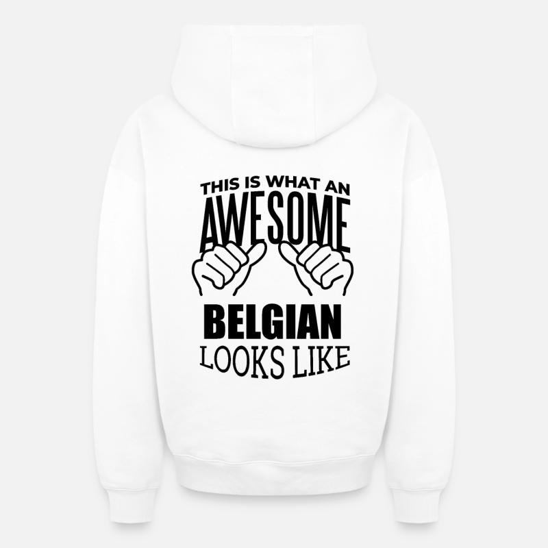 Belgique - Sweat à capuche unisexe zippé oversize épais SPREAD - blanc