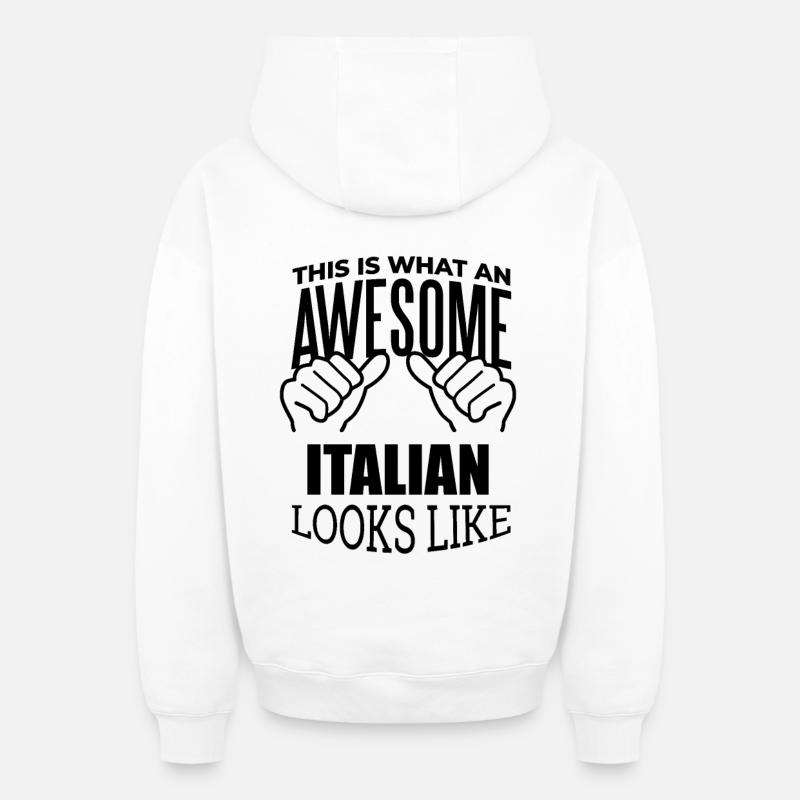 Italie - Sweat à capuche unisexe zippé oversize épais SPREAD - blanc
