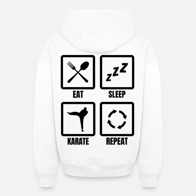 Routine de karaté - Sweat à capuche unisexe zippé oversize épais SPREAD - blanc
