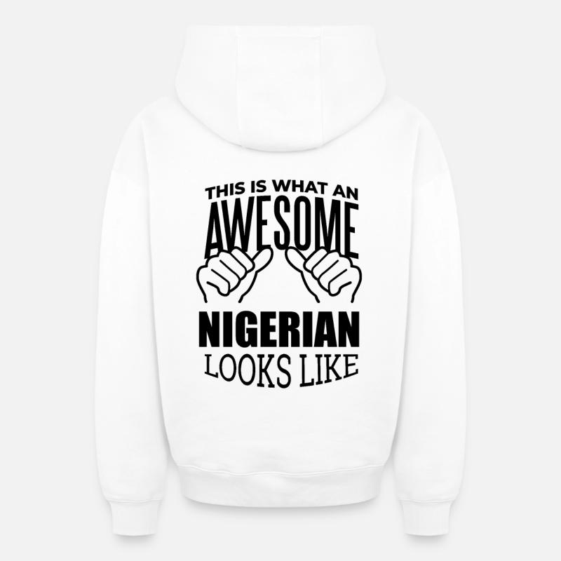Nigéria - Sweat à capuche unisexe zippé oversize épais SPREAD - blanc