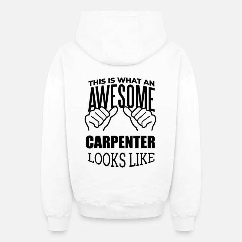 charpentier - Sweat à capuche unisexe zippé oversize épais SPREAD - blanc