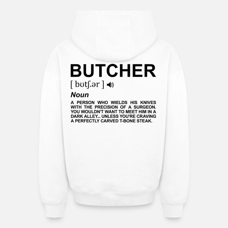 Signification de Butcher - Sweat à capuche unisexe zippé oversize épais SPREAD - blanc