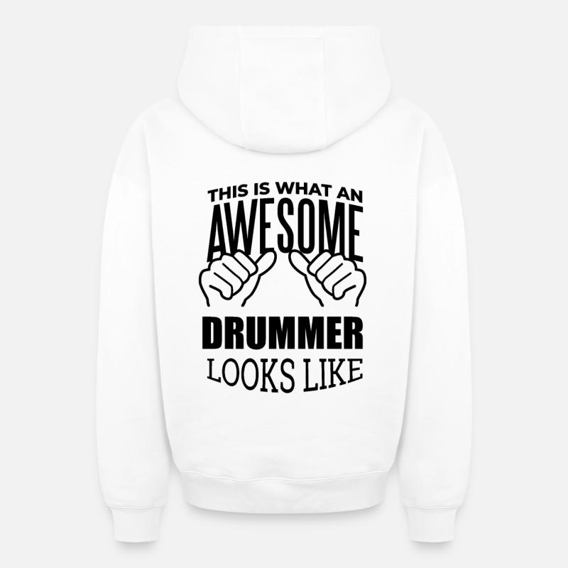 batteur - Sweat à capuche unisexe zippé oversize épais SPREAD - blanc