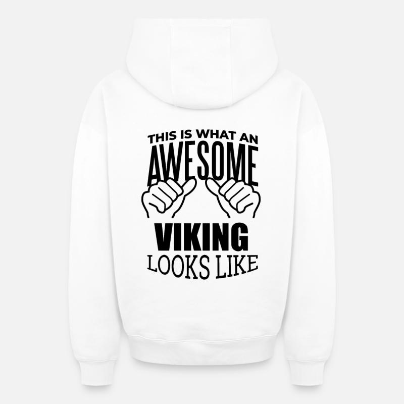 Viking - Sweat à capuche unisexe zippé oversize épais SPREAD - blanc