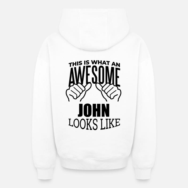 John - Sweat à capuche unisexe zippé oversize épais SPREAD - blanc