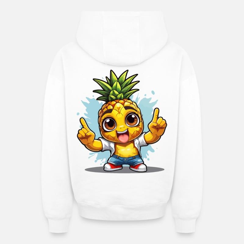 Ananas de bonne humeur - Sweat à capuche unisexe zippé oversize épais SPREAD - blanc