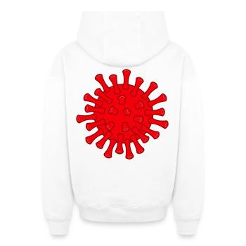 Red Covid molecule illustration - Oversized Heavyweight Unisex Zip Hoodie - white - Back - AI Model Male 178 light (178cm)