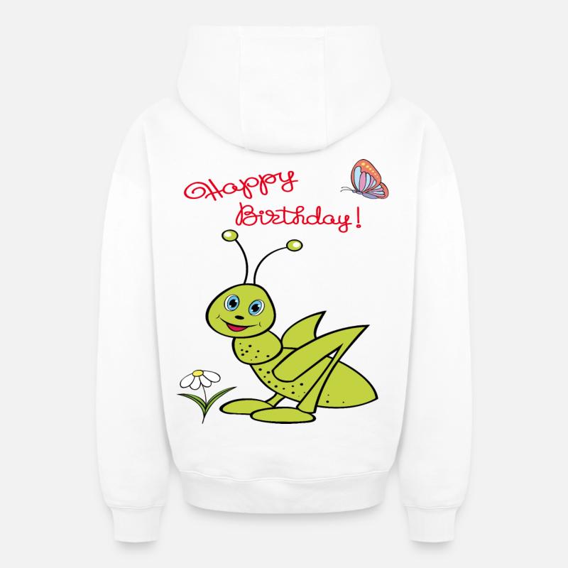 Joyeux anniversaire Cricket - Sweat à capuche unisexe zippé oversize épais SPREAD - blanc