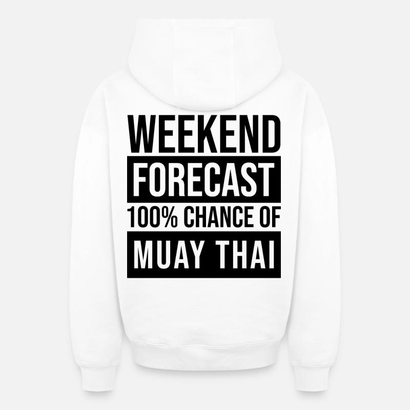 Muay Thaï - Sweat à capuche unisexe zippé oversize épais SPREAD - blanc