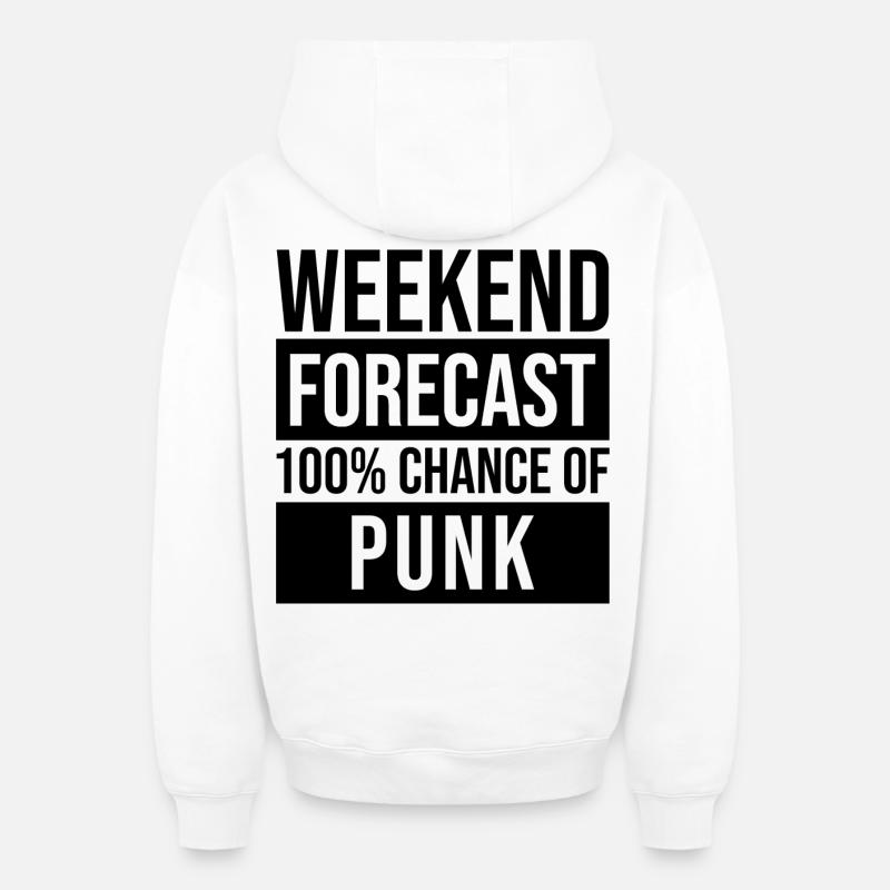 punk - Sweat à capuche unisexe zippé oversize épais SPREAD - blanc