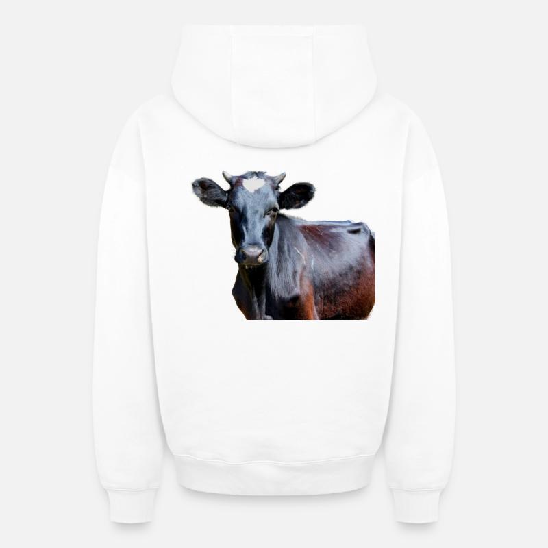 Vache - Sweat à capuche unisexe zippé oversize épais SPREAD - blanc