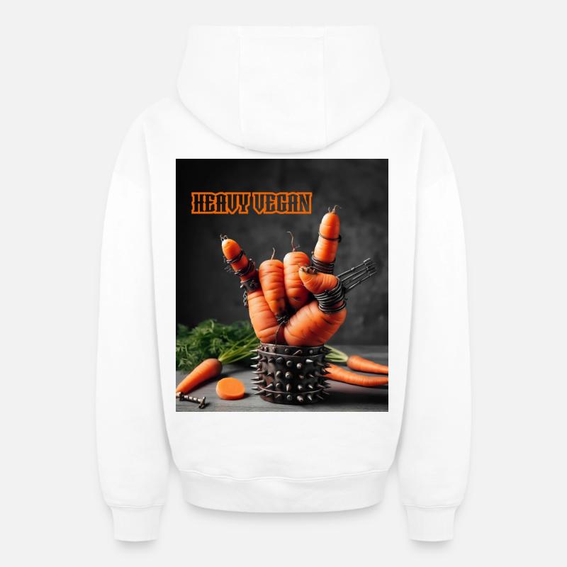 Végétalien lourd - Sweat à capuche unisexe zippé oversize épais SPREAD - blanc