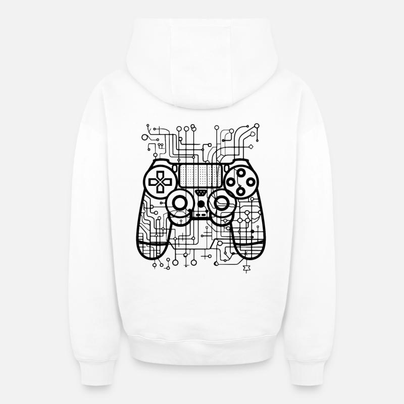 Manettes de jeu - Sweat à capuche unisexe zippé oversize épais SPREAD - blanc