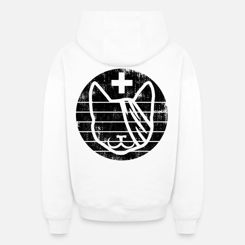 Chat vétérinaire - Sweat à capuche unisexe zippé oversize épais SPREAD - blanc