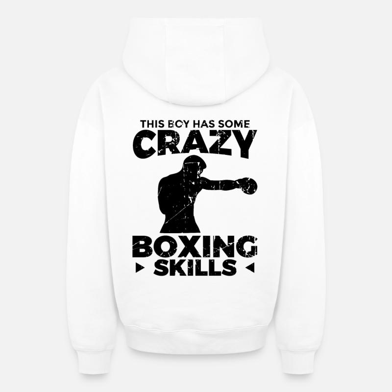 Boxer garçon - Sweat à capuche unisexe zippé oversize épais SPREAD - blanc