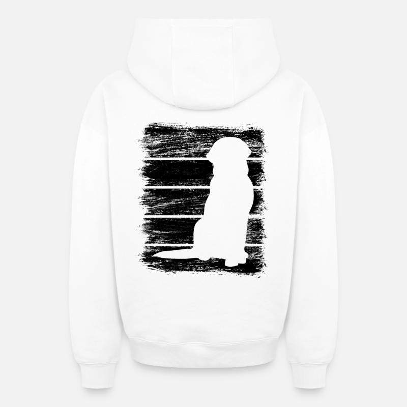 Chien - Sweat à capuche unisexe zippé oversize épais SPREAD - blanc
