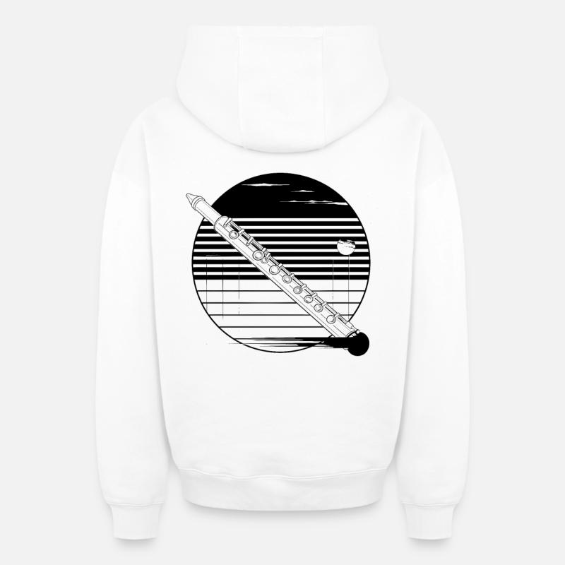 Croquis de flûte - Sweat à capuche unisexe zippé oversize épais SPREAD - blanc