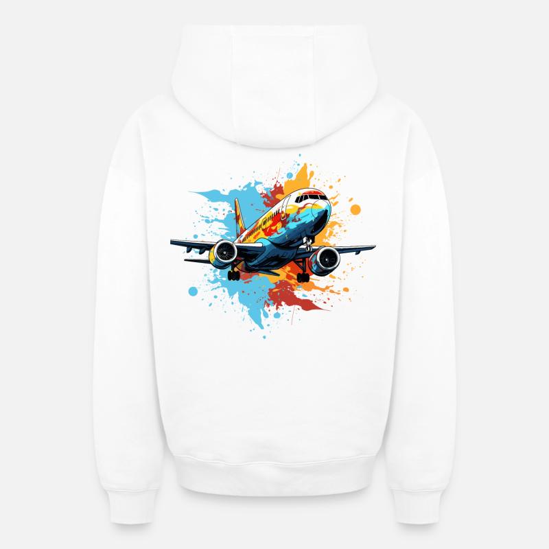 Graffiti d’avion - Sweat à capuche unisexe zippé oversize épais SPREAD - blanc