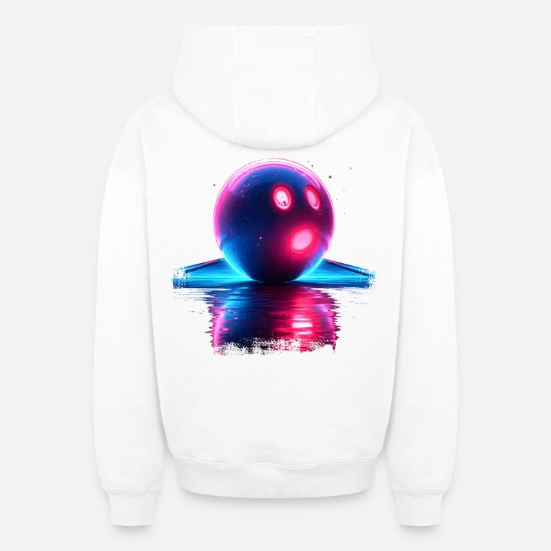 Bowling Retrowave - Sweat à capuche unisexe zippé oversize épais SPREAD - blanc
