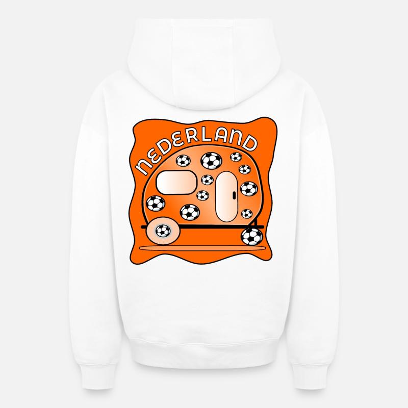 PAYS-BAS CAMPING FOOTBALL - Sweat à capuche unisexe zippé oversize épais SPREAD - blanc