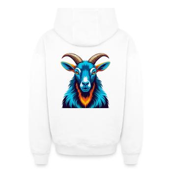 Alpine Goat Colorful Kawaii Cartoon Character Pet - Oversized Heavyweight Unisex Zip Hoodie - white - Back - AI Model Male 178 light (178cm)
