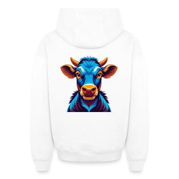 Cow Colorful Kawaii Cartoon Character Clipart - Oversized Heavyweight Unisex Zip Hoodie - white - Back - AI Model Male 178 light (178cm)