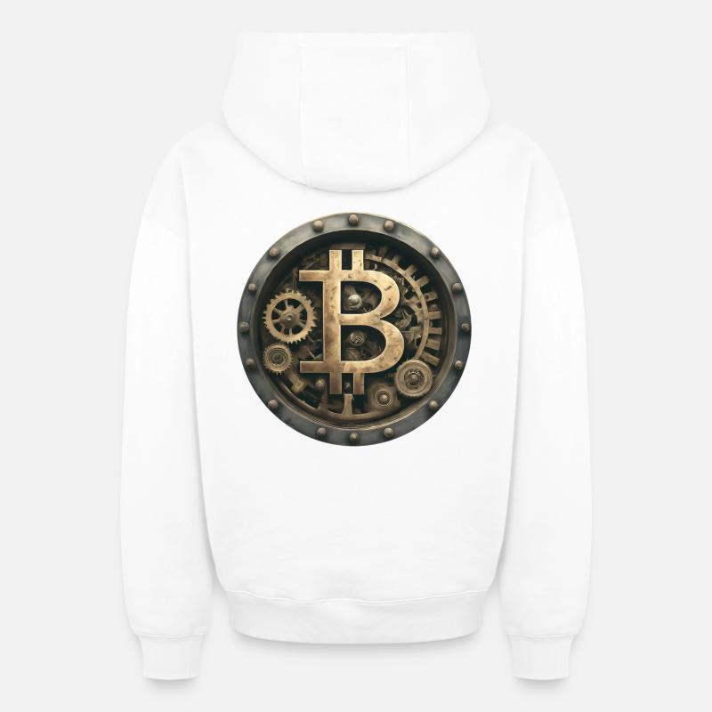 La machine Bitcoin - Sweat à capuche unisexe zippé oversize épais SPREAD - blanc