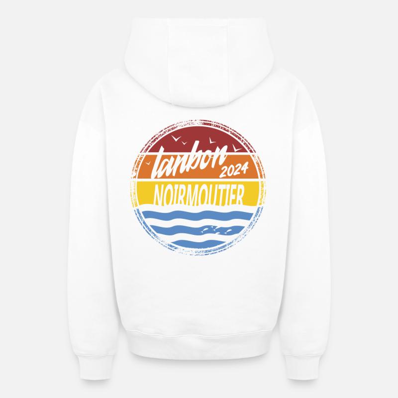 lanbon 2024 - Sweat à capuche unisexe zippé oversize épais SPREAD - blanc