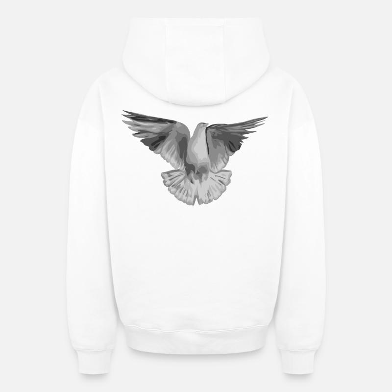 Gris pâle tourterelle - Sweat à capuche unisexe zippé oversize épais SPREAD - blanc