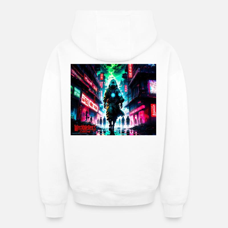 Ville Apocalyptique - Sweat à capuche unisexe zippé oversize épais SPREAD - blanc