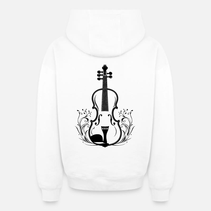 Dessin de violon - Sweat à capuche unisexe zippé oversize épais SPREAD - blanc