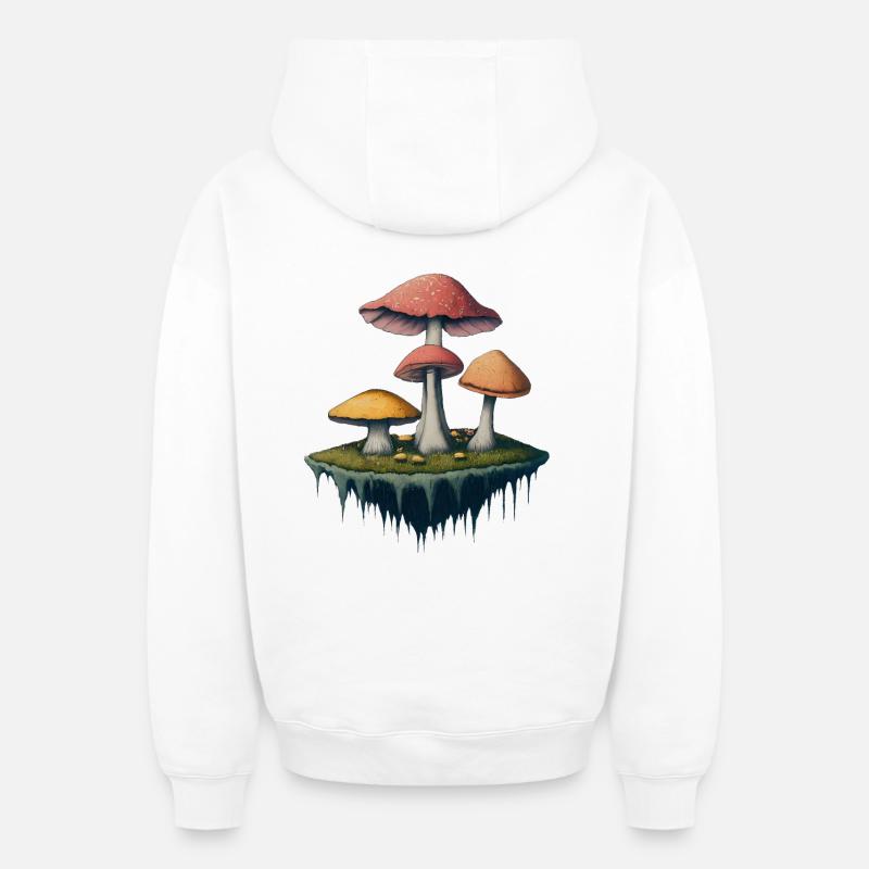 CHAMPIGNON ENCHANTÉ - Sweat à capuche unisexe zippé oversize épais SPREAD - blanc