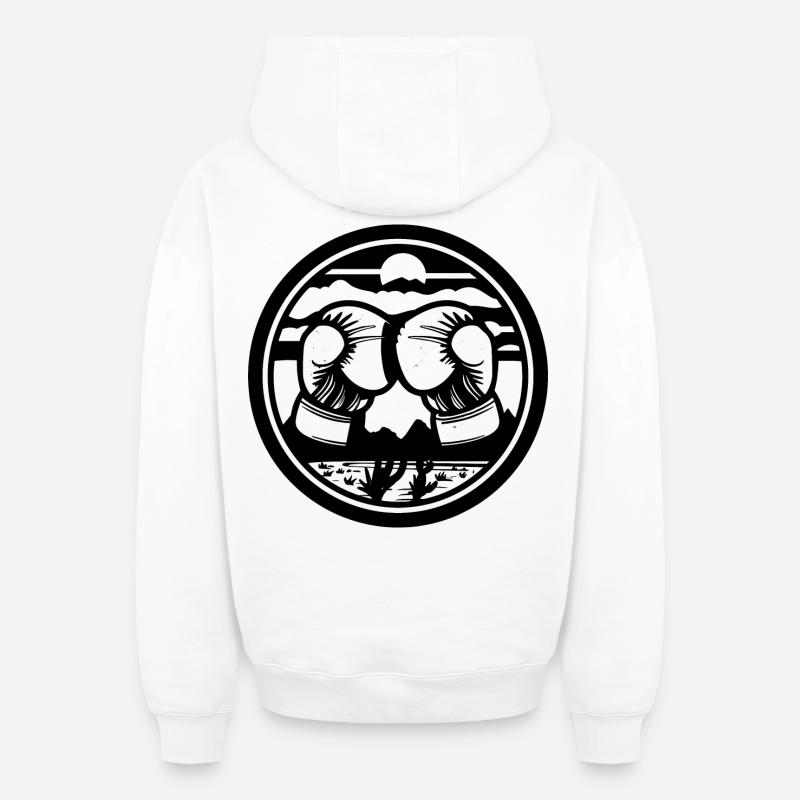 Dessin de boîtes - Sweat à capuche unisexe zippé oversize épais SPREAD - blanc
