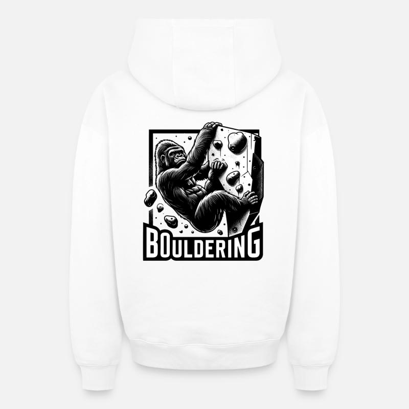 Bouldering Gorilla Silverback Cadeau - Sweat à capuche unisexe zippé oversize épais SPREAD - blanc