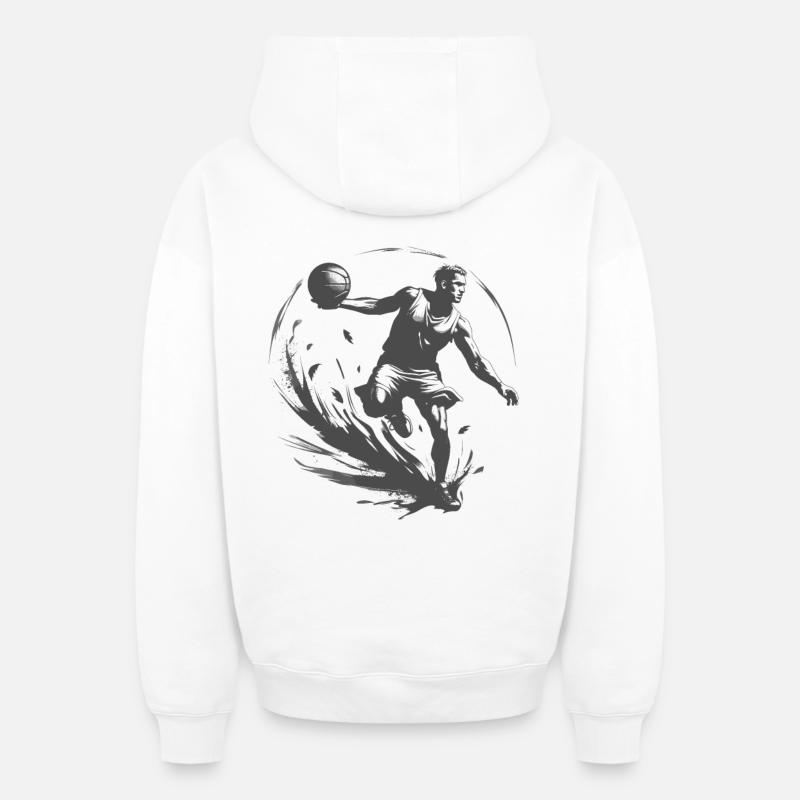 Basketteur - Sweat à capuche unisexe zippé oversize épais SPREAD - blanc