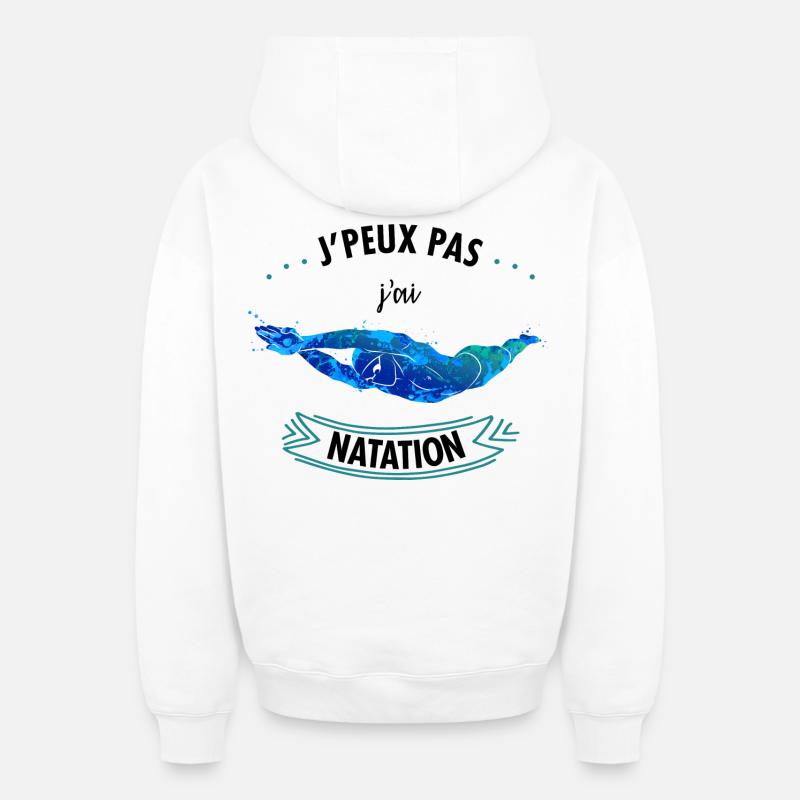 J'peux pas j'ai natation - Sweat à capuche unisexe zippé oversize épais SPREAD - blanc