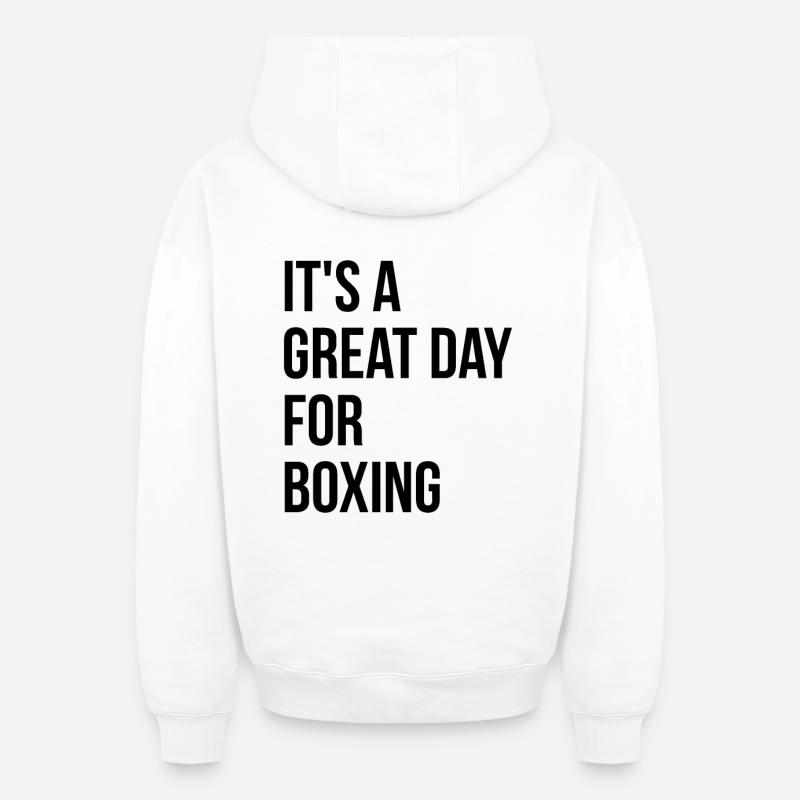boxe - Sweat à capuche unisexe zippé oversize épais SPREAD - blanc