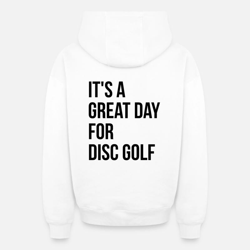 Disc golf - Sweat à capuche unisexe zippé oversize épais SPREAD - blanc
