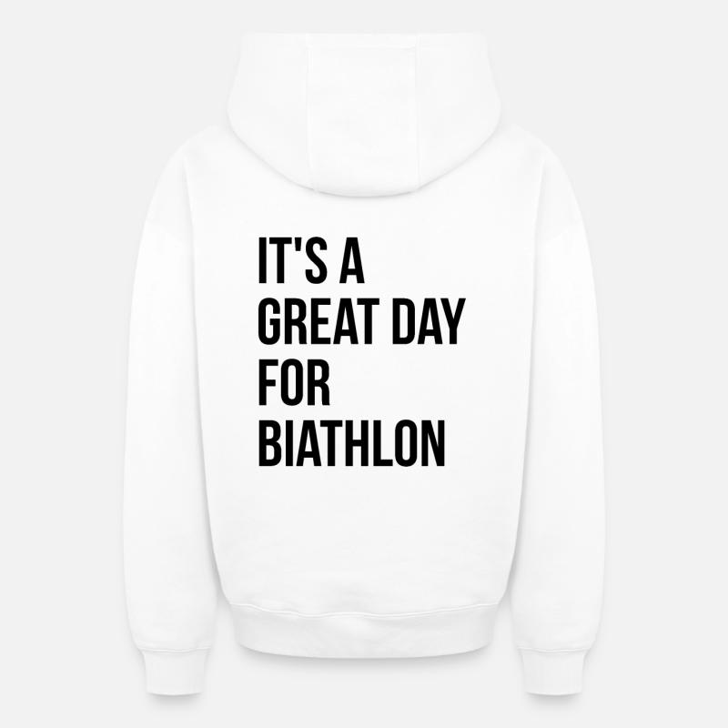 biathlon - Sweat à capuche unisexe zippé oversize épais SPREAD - blanc