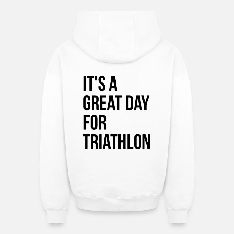 triathlon - Sweat à capuche unisexe zippé oversize épais SPREAD - blanc