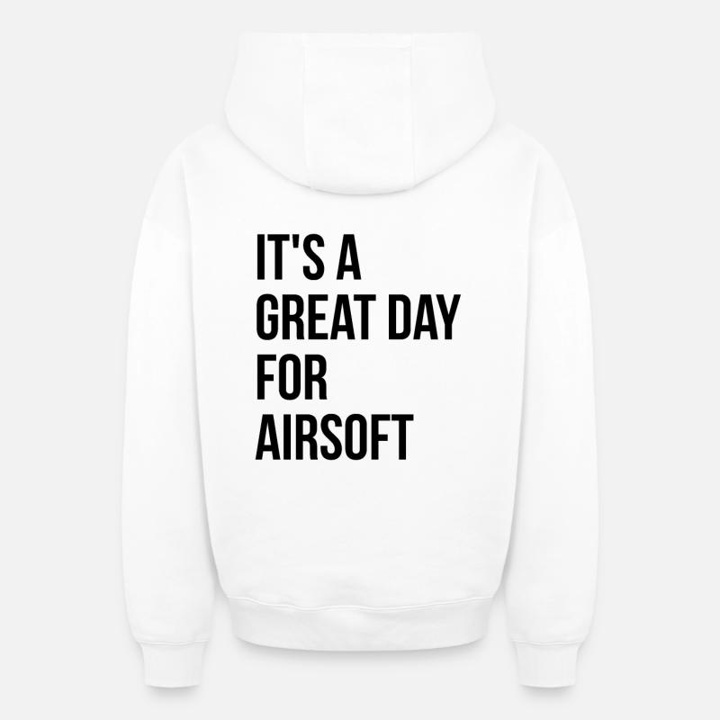 L’airsoft - Sweat à capuche unisexe zippé oversize épais SPREAD - blanc