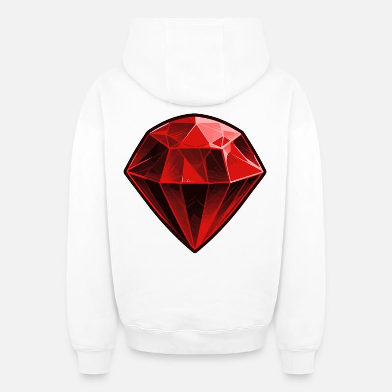 Precious Red Ruby Gemstone - Oversized Heavyweight Unisex Zip Hoodie - white