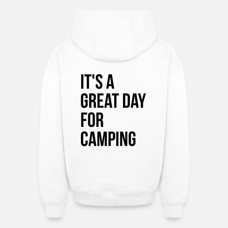Camping - Oversized Heavyweight Unisex Zip Hoodie - Weiß