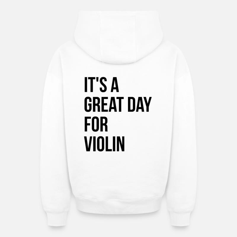 violon - Sweat à capuche unisexe zippé oversize épais SPREAD - blanc
