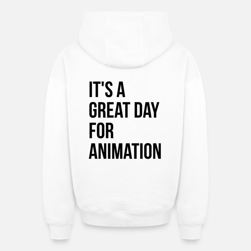 animation - Sweat à capuche unisexe zippé oversize épais SPREAD - blanc