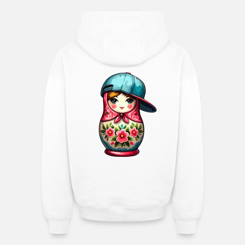 Matriochka Cool Cap Cadeau - Sweat à capuche unisexe zippé oversize épais SPREAD - blanc