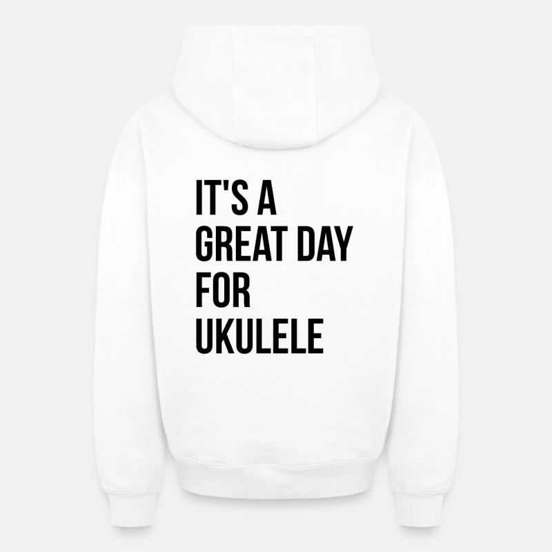 ukulélé - Sweat à capuche unisexe zippé oversize épais SPREAD - blanc