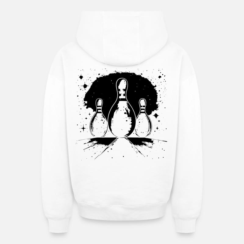 Bowling - Sweat à capuche unisexe zippé oversize épais SPREAD - blanc