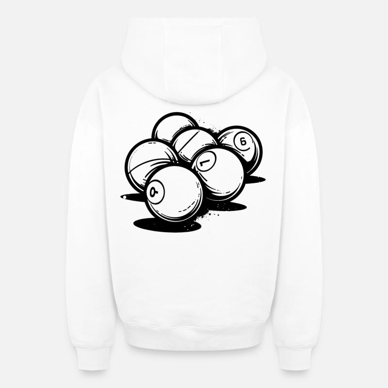 Boules de billard - Sweat à capuche unisexe zippé oversize épais SPREAD - blanc