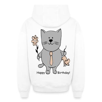 Bon anniversaire - Sweat à capuche unisexe zippé oversize épais SPREAD - blanc - Dos - AI Model Male 178 light (178cm)
